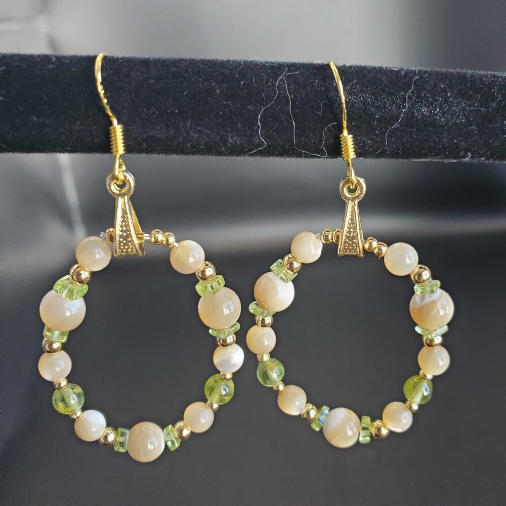 August Birthday Gift Peridot Earrings 20K Gold Filled Beaded Natural Jewelry